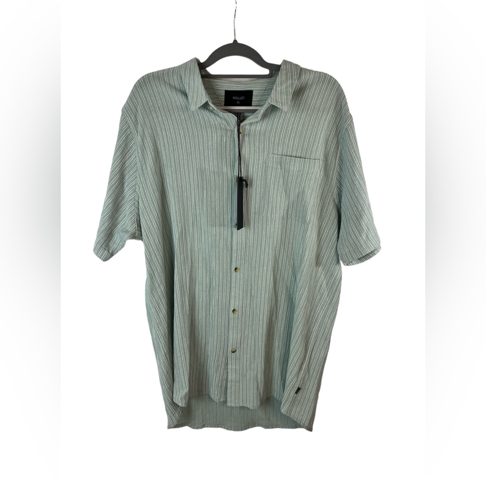 Rolla’s Bon stripe crepe button down short sleeve lightweight shirt size xxl NWT